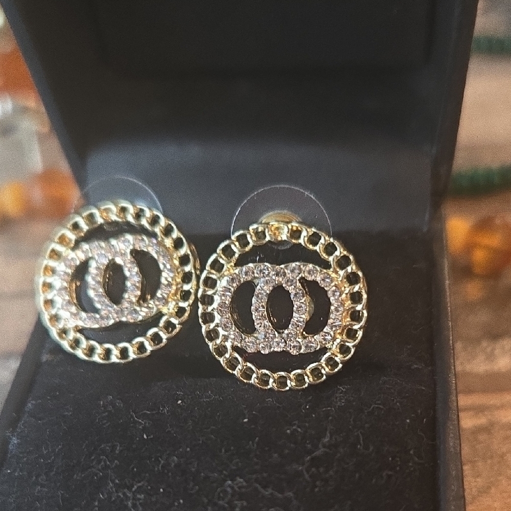 Chanel Style Gold and Silver Circle Earrings